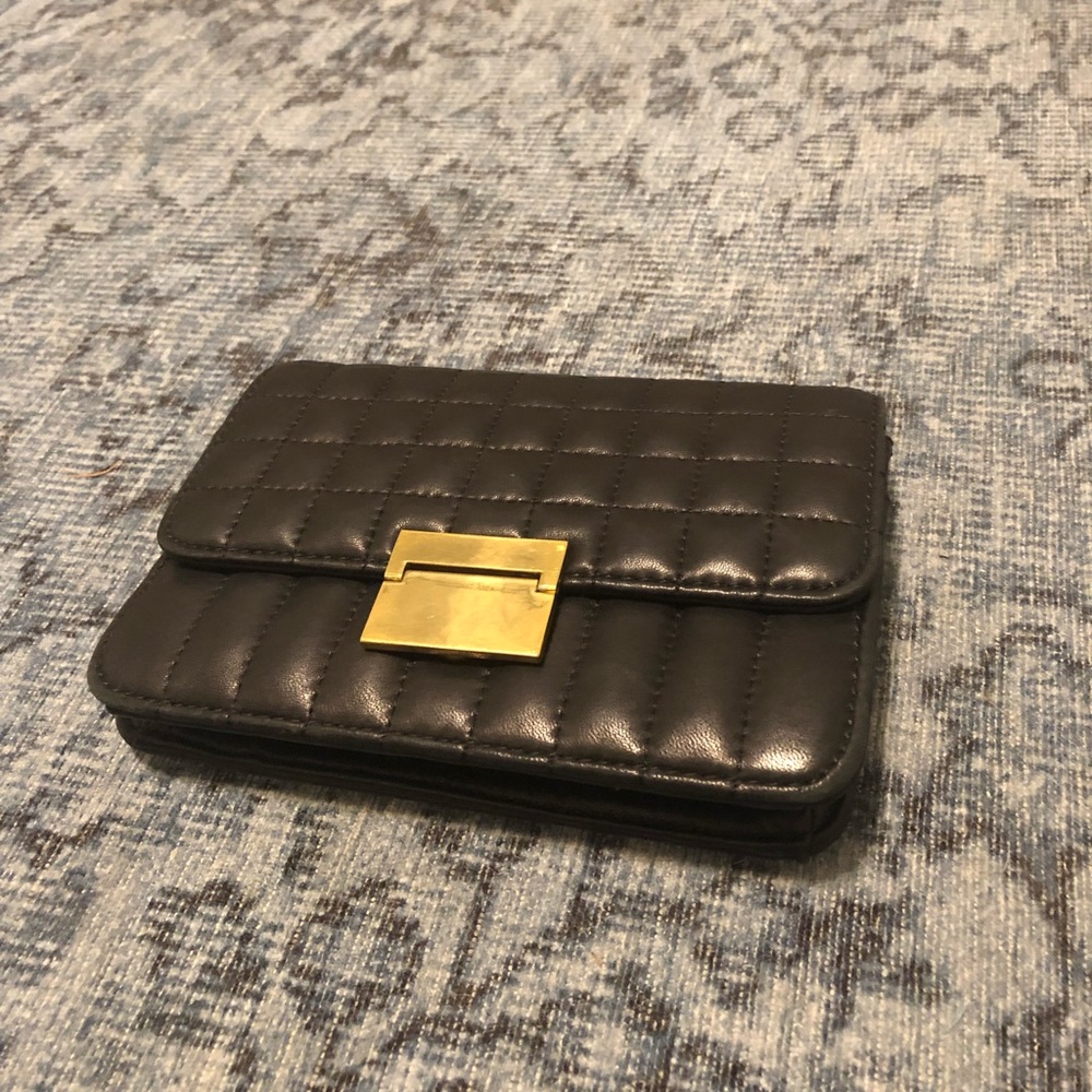 Black Leather J. Crew Clutch